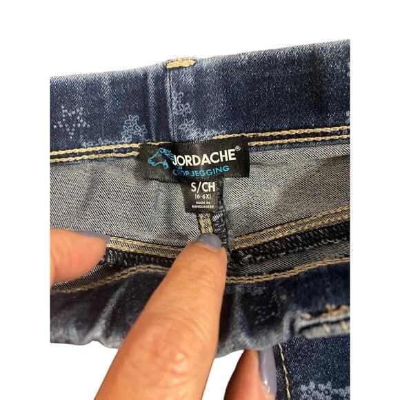 Jordache Star Print Cropped Denim Jean Jeggings Kid Girls Sz 6-6X - Picture 6 of 7